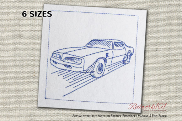 1977 Pontiac Firebird Trans Am Redwork Embroidery Design