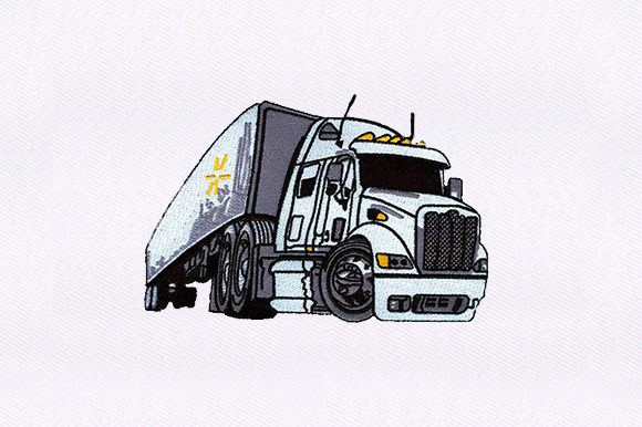 A Close Look at the Semi Tractor Trailer Embroidery Design