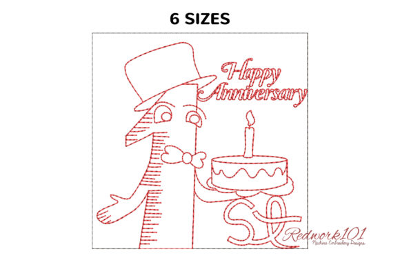 First Happy Anniversary Celebration Embroidery Design